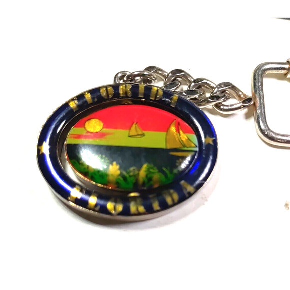 Florida Spinner Keychain Sail Boats Dolphins Ocean - Picture 7 of 7